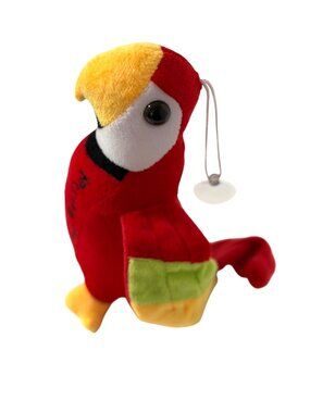 Punta Cana Plush Parrott Parrot Stuffed Animal Doll Toy 8 in Tall Red Yellow Suc